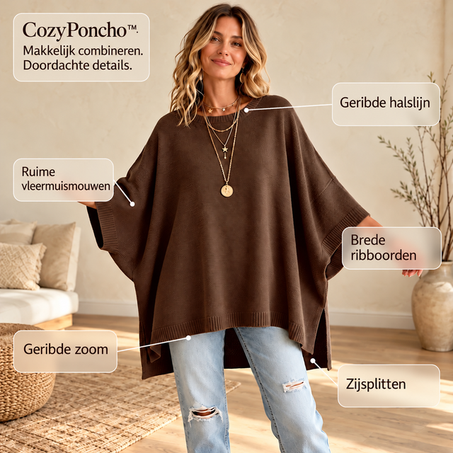 CozyPoncho™ - Gebreide poncho met vleermuismouwen, afbeelding 3