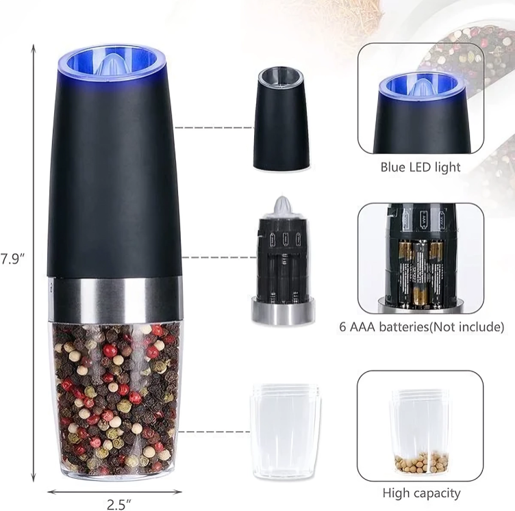GraviMill™ | Automatische elektrische zout- en pepermolen met zwaartekrachtsensor